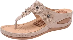 Sandals for Women Wedge Shoes: Dressy Summer Casual Flip Flops Womens Comfortable Orthopedic Walking Beach Shoes Flowers Slides Platform Wedges