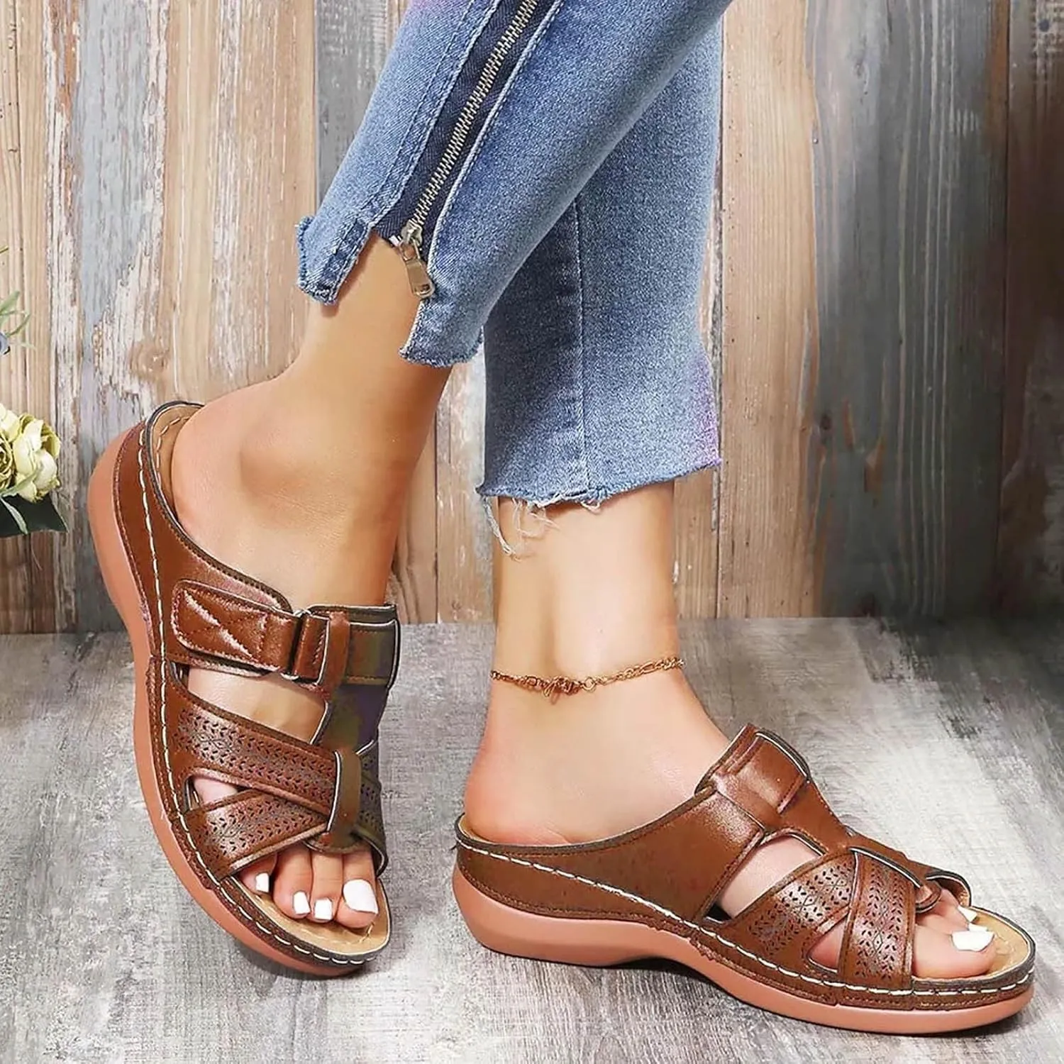 Sandals Women Comfortable Orthopedic Slides Summer Dressy Wedge Sandal Woman Walking Lightweight Platform Shoes