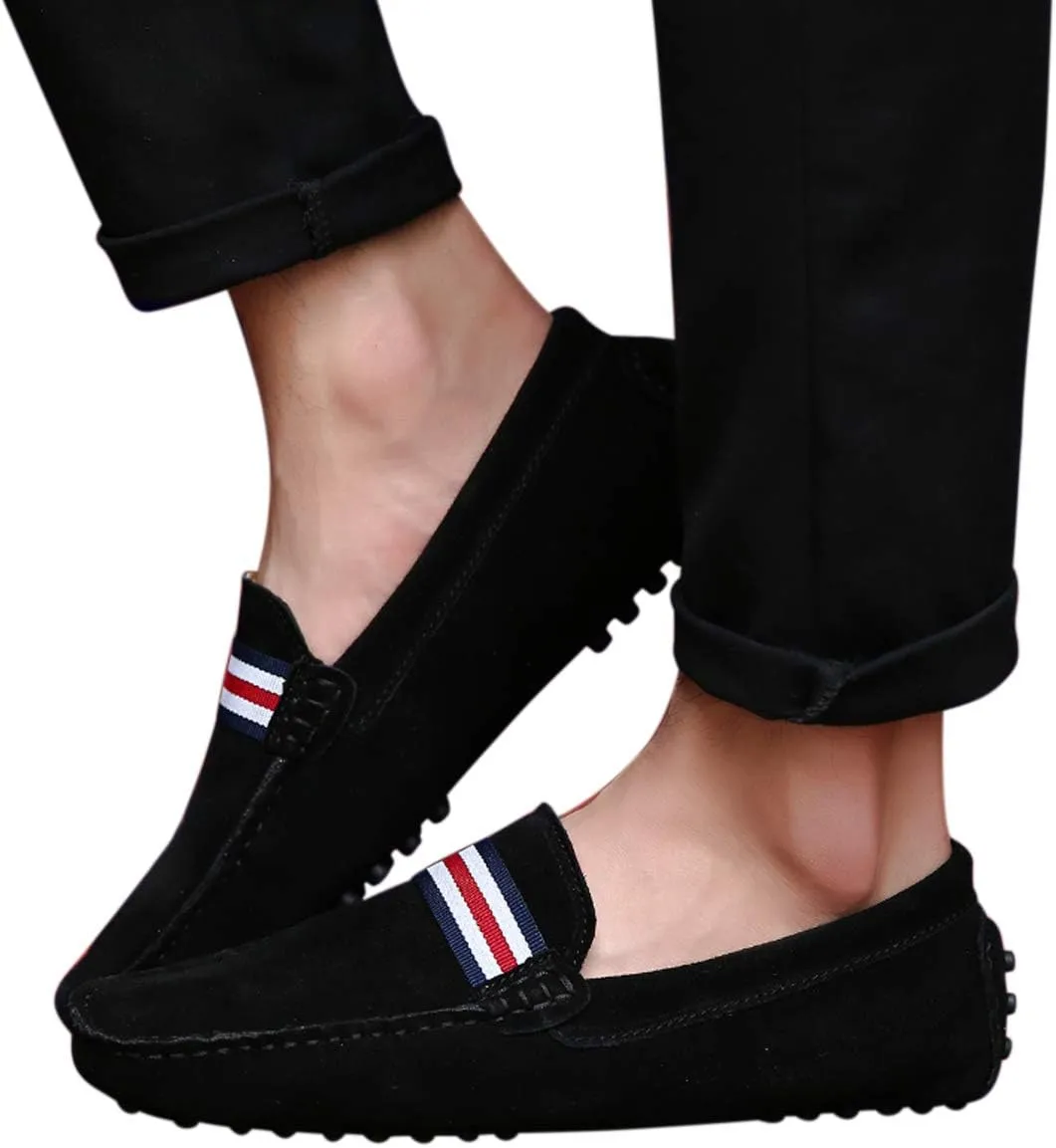 Santimon Mens Penny Loafers Suede Leather Casual Slip On Driving Wedding Prom Shoes Moccasins