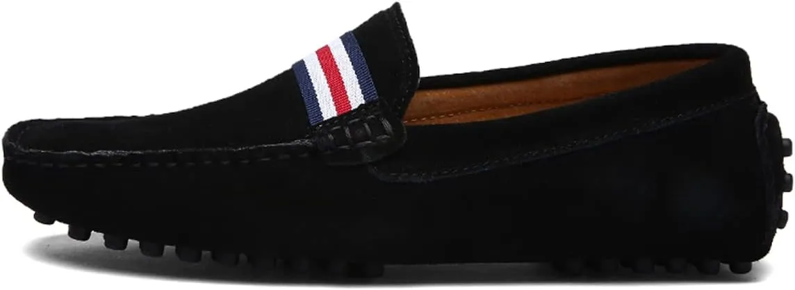 Santimon Mens Penny Loafers Suede Leather Casual Slip On Driving Wedding Prom Shoes Moccasins
