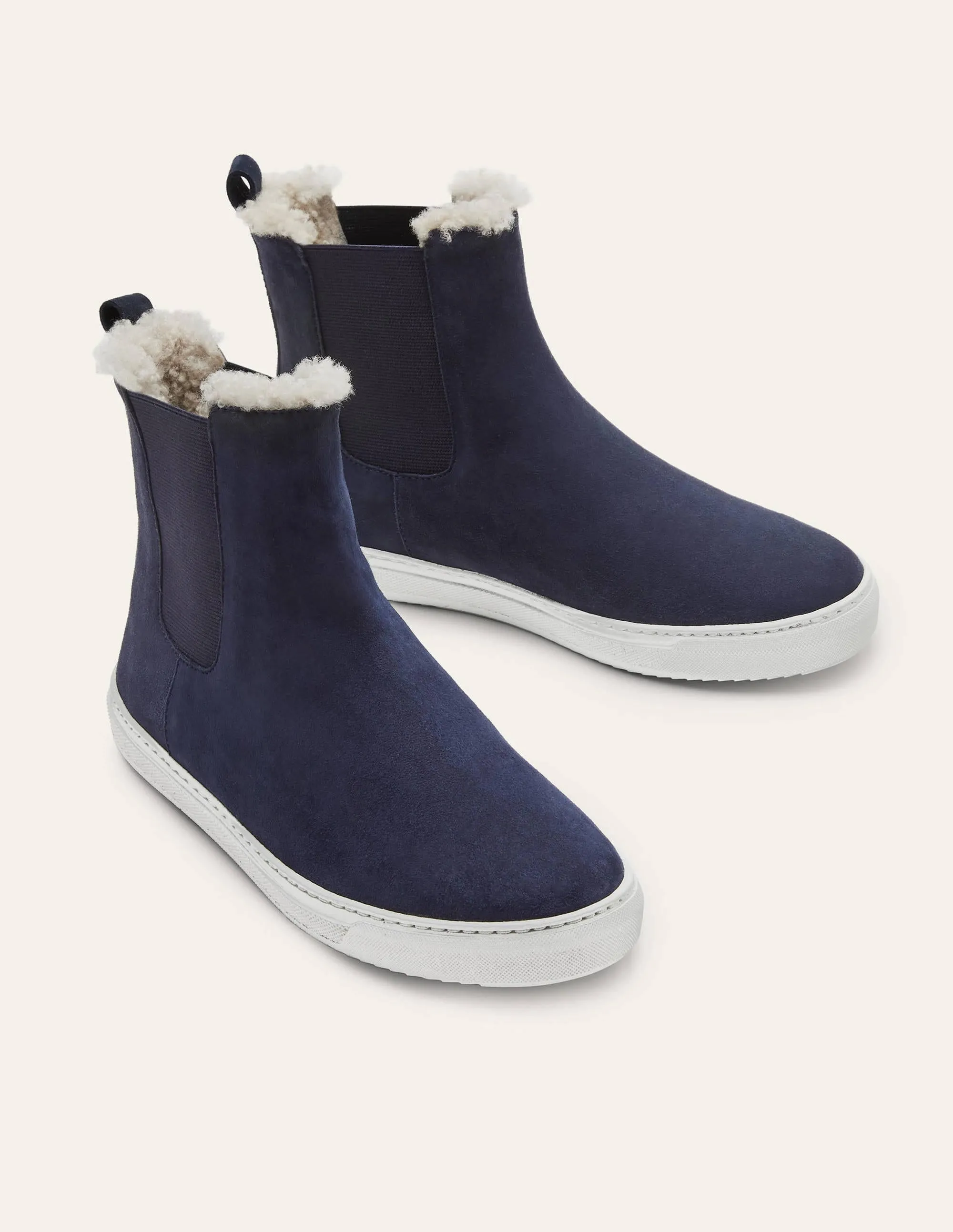 Shearling Chelsea Boots-Navy