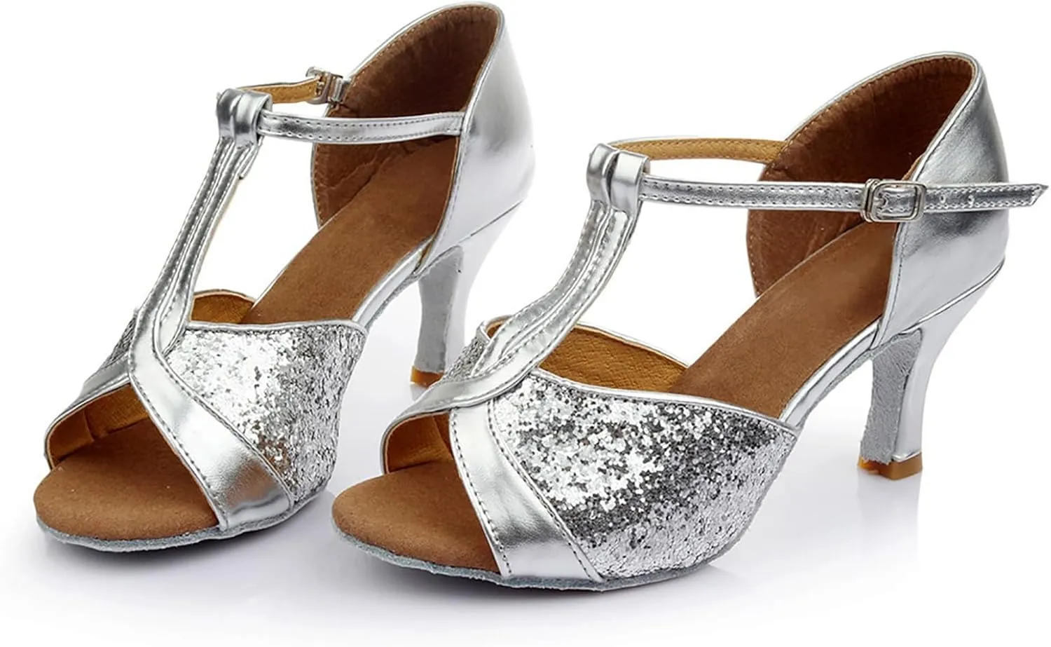 Silver High Heels for Women Latin Dance Shoes Ballroom Tango Open Toe Heels Performence Party Dancing Shoes