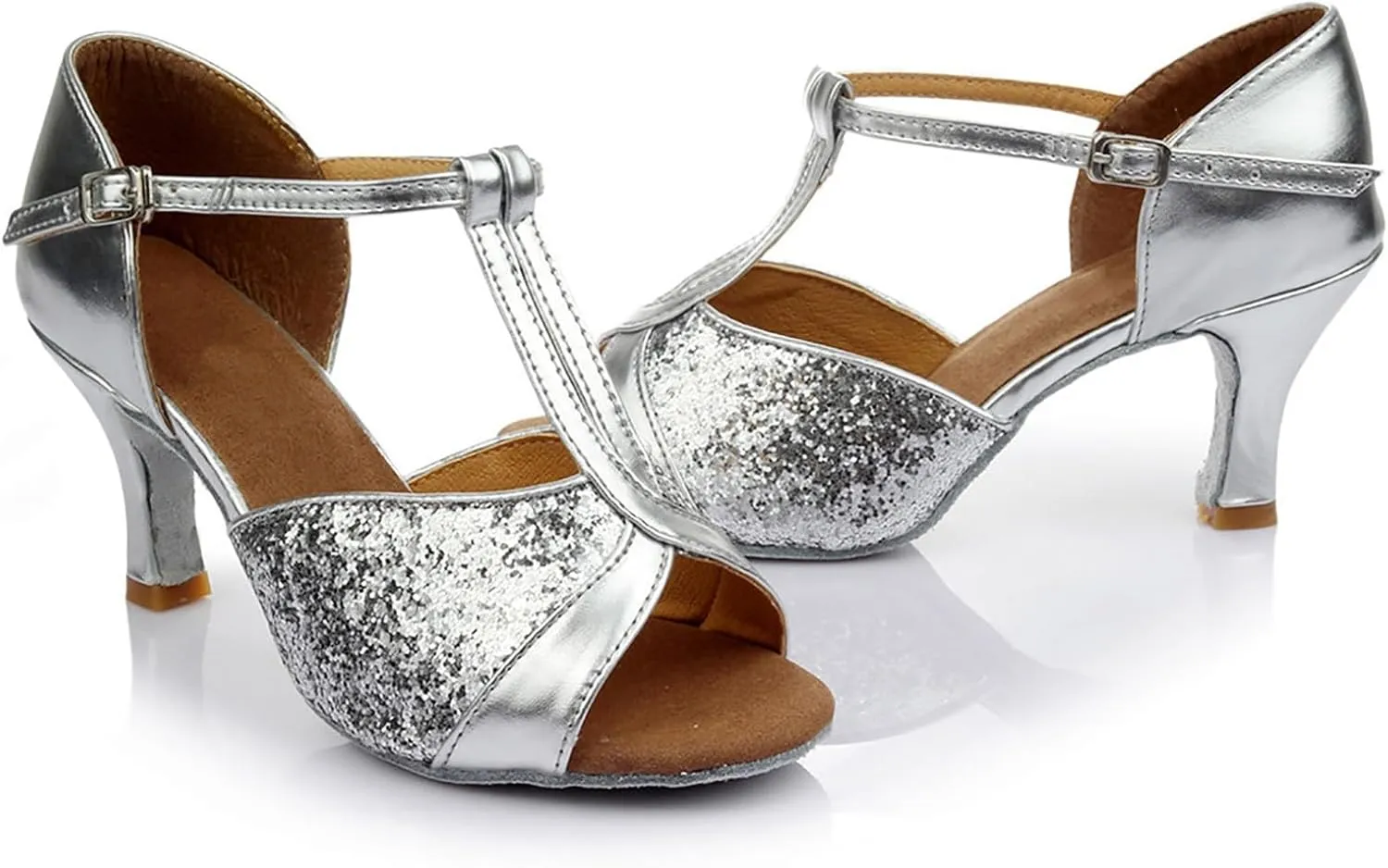 Silver High Heels for Women Latin Dance Shoes Ballroom Tango Open Toe Heels Performence Party Dancing Shoes