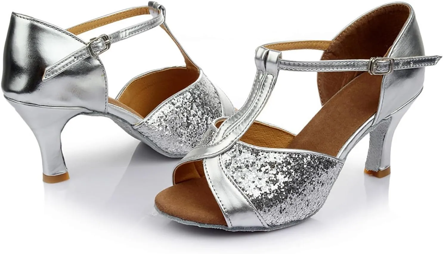 Silver High Heels for Women Latin Dance Shoes Ballroom Tango Open Toe Heels Performence Party Dancing Shoes