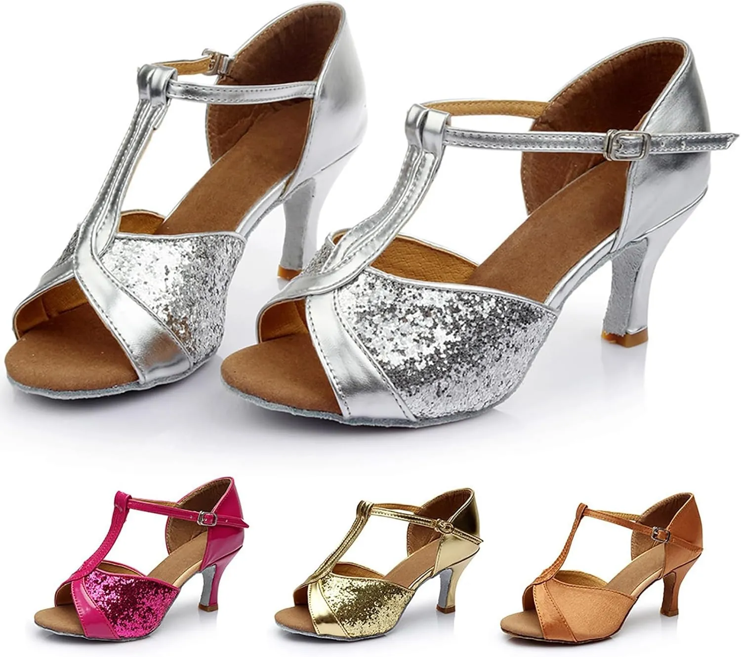 Silver High Heels for Women Latin Dance Shoes Ballroom Tango Open Toe Heels Performence Party Dancing Shoes