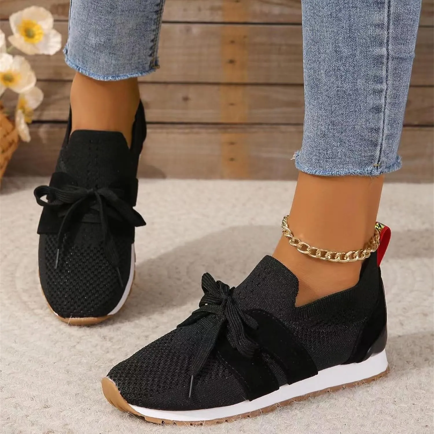 Slip On Sneakers Women Arch Support Walking Tennis Shoes Memory Foam Lightweight Casual Athletic Running Gym Shoes