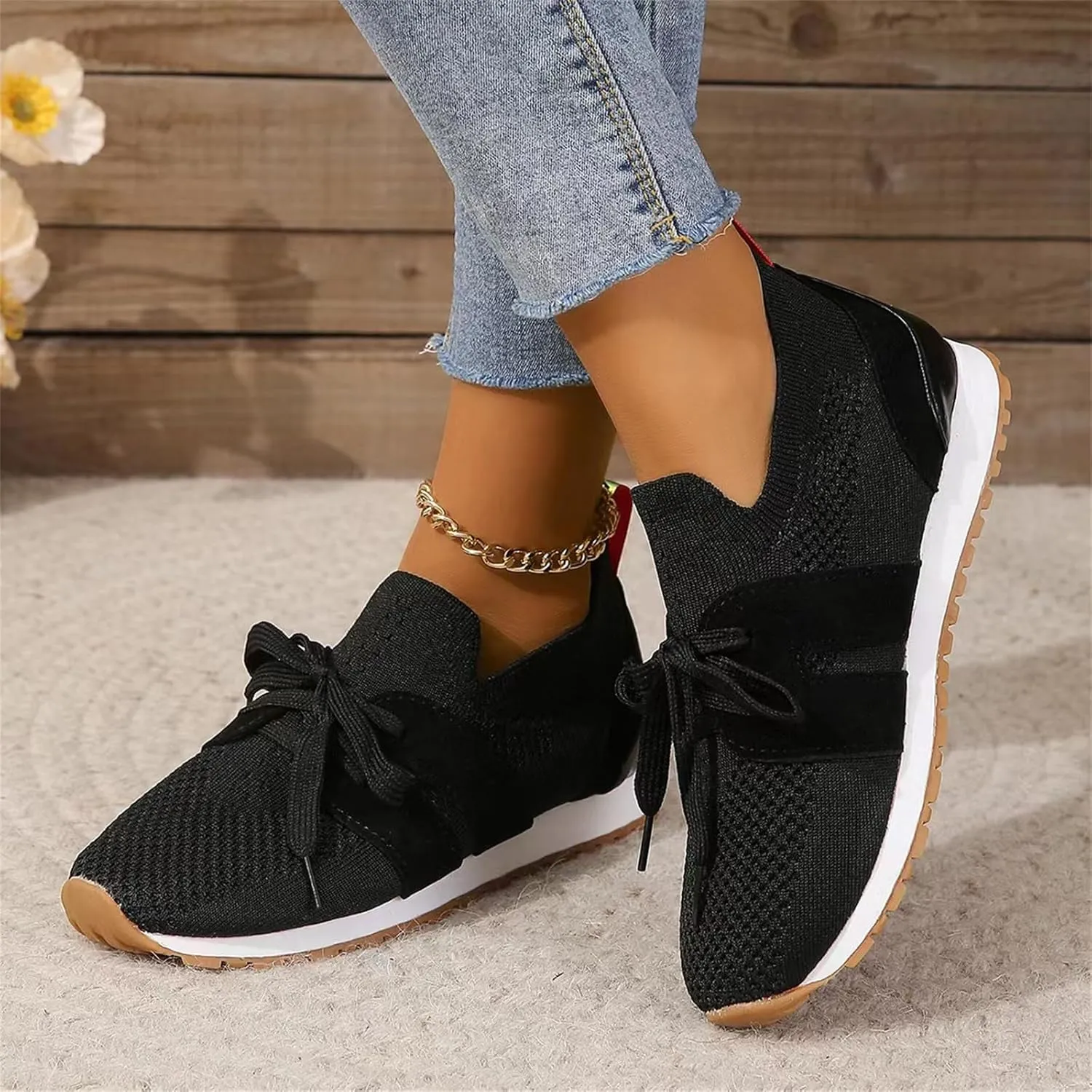 Slip On Sneakers Women Arch Support Walking Tennis Shoes Memory Foam Lightweight Casual Athletic Running Gym Shoes