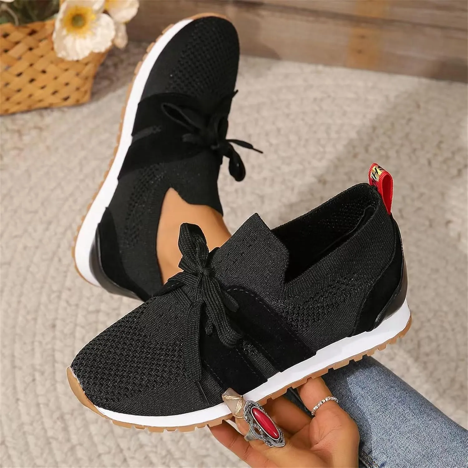 Slip On Sneakers Women Arch Support Walking Tennis Shoes Memory Foam Lightweight Casual Athletic Running Gym Shoes