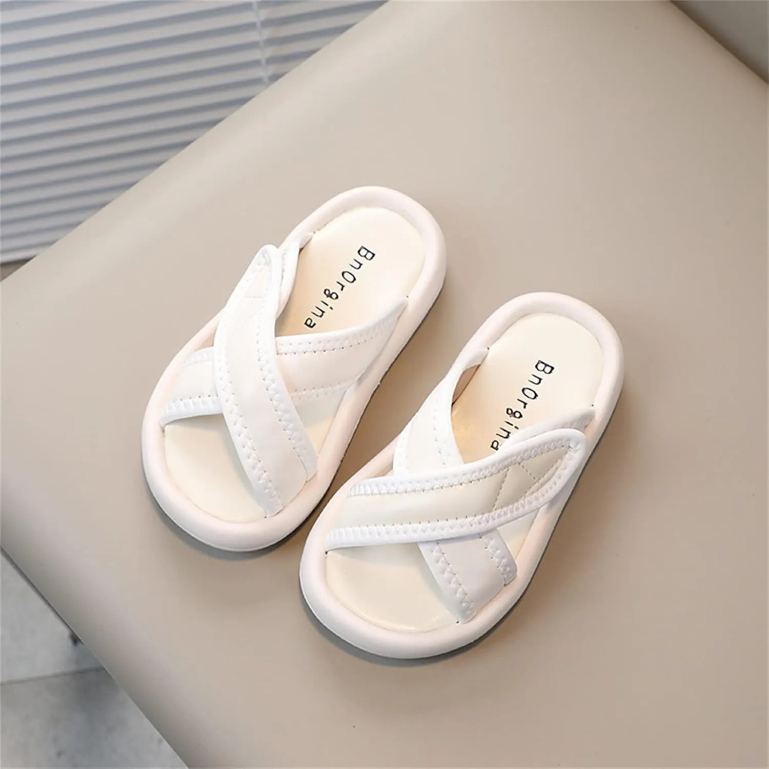 Thick Sole Leather Cloud Slides for Girls, Kids Comfy Soft House Slippers Non-Slip Cozy Open Toe Beach Water Shoes
