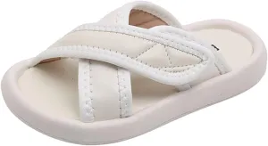 Thick Sole Leather Cloud Slides for Girls, Kids Comfy Soft House Slippers Non-Slip Cozy Open Toe Beach Water Shoes
