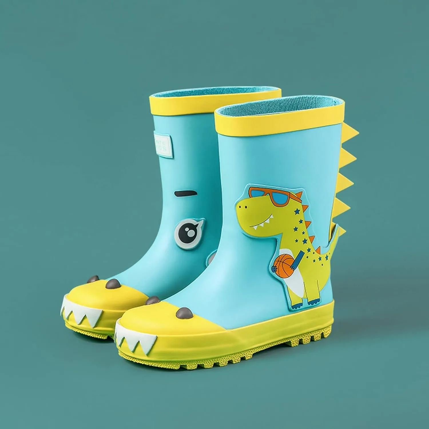 Toddler Kids Reflective Stripes Rain Boots Waterproo Rubber Boots In 3D Dinosaur Patterns For Boys Girls Rubber Boots