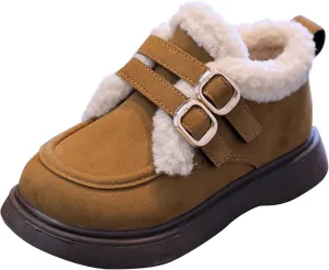 Toddler Kids Winter Snow Boots Slip On Cold Weather Sneakers Anti-Slip Fleece Ankle Boots Comfort Shoes for Kids