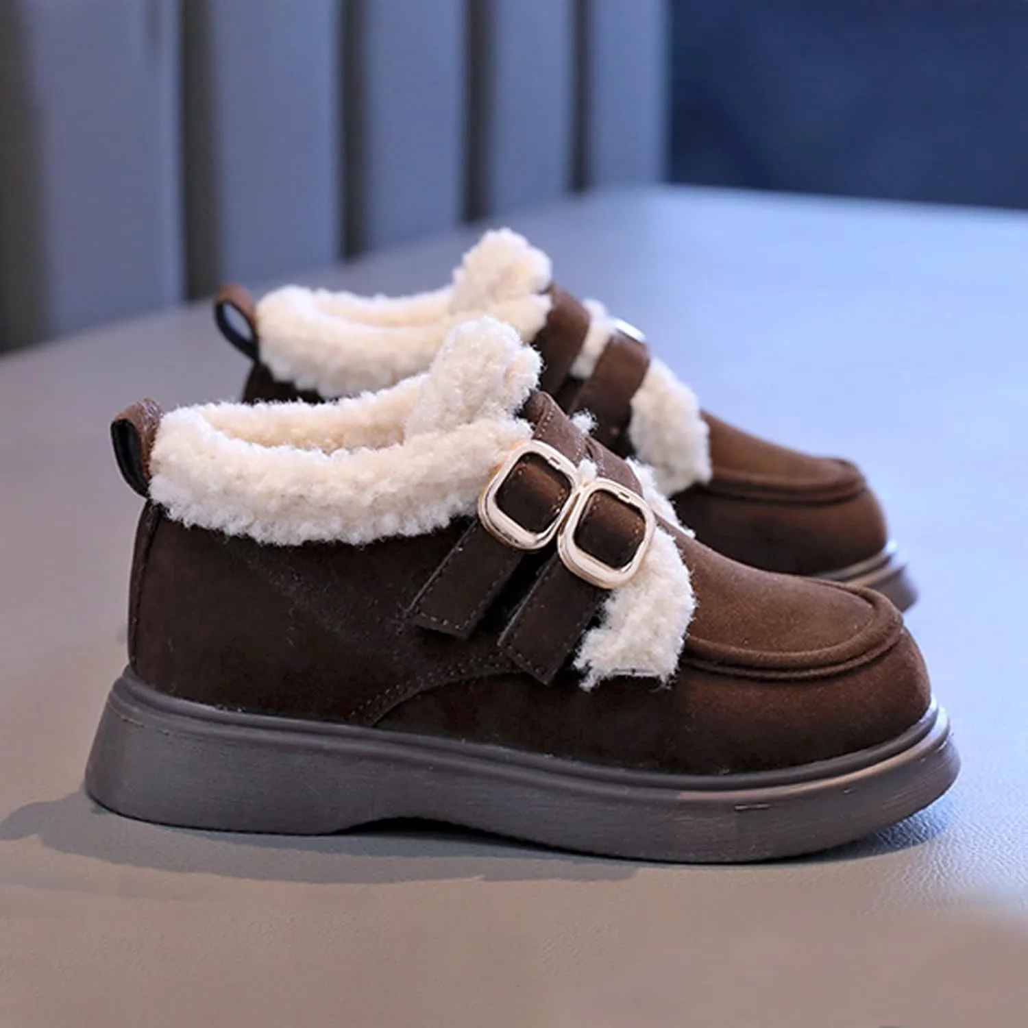 Toddler Kids Winter Snow Boots Slip On Cold Weather Sneakers Anti-Slip Fleece Ankle Boots Comfort Shoes for Kids