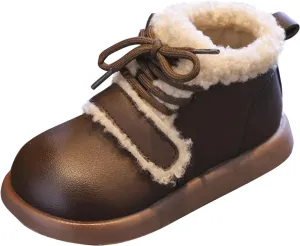 Toddler Kids Winter Snow Boots Slip On Cold Weather Sneakers Anti-Slip Fleece Ankle Boots Comfort Shoes for Kids