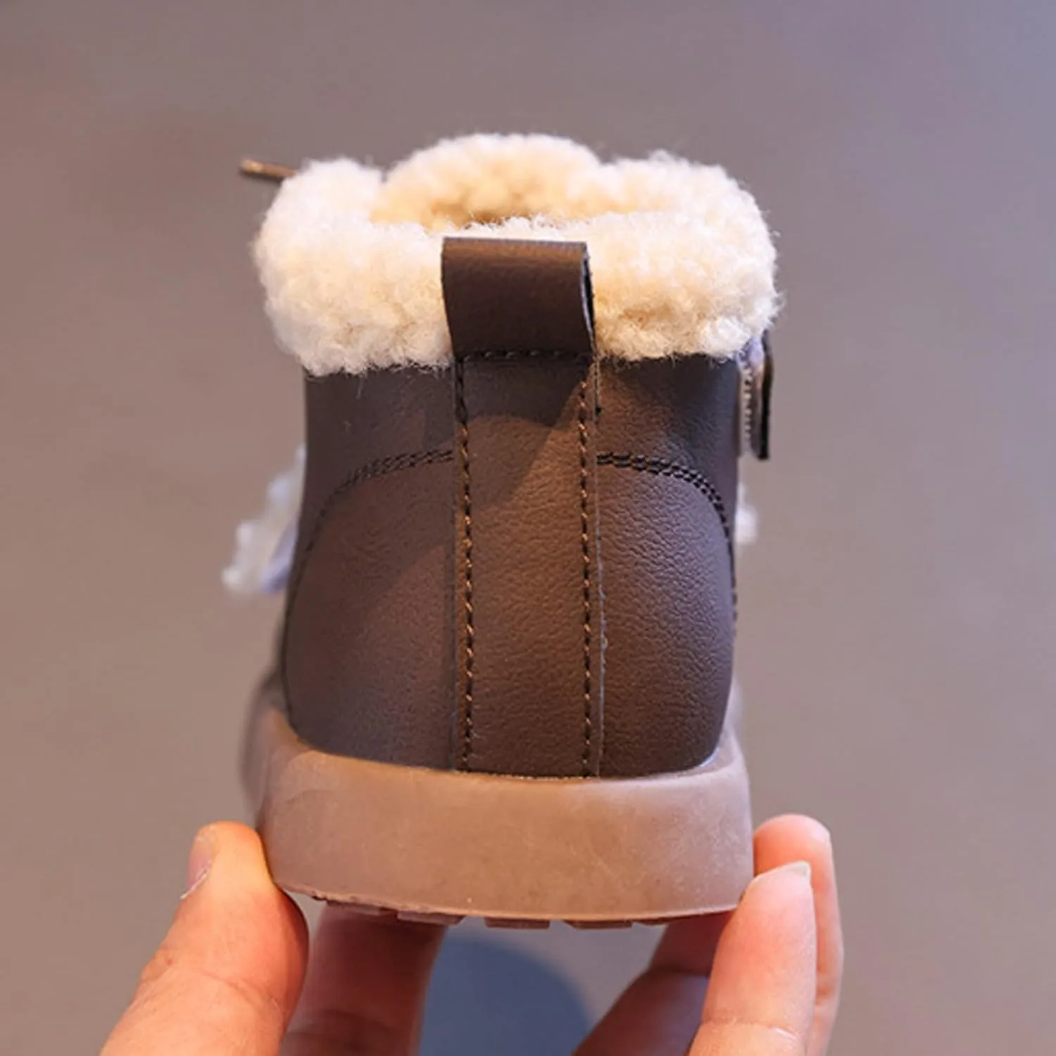 Toddler Kids Winter Snow Boots Slip On Cold Weather Sneakers Anti-Slip Fleece Ankle Boots Comfort Shoes for Kids