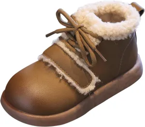 Toddler Kids Winter Snow Boots Slip On Cold Weather Sneakers Anti-Slip Fleece Ankle Boots Comfort Shoes for Kids
