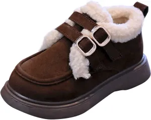 Toddler Kids Winter Snow Boots Slip On Cold Weather Sneakers Anti-Slip Fleece Ankle Boots Comfort Shoes for Kids