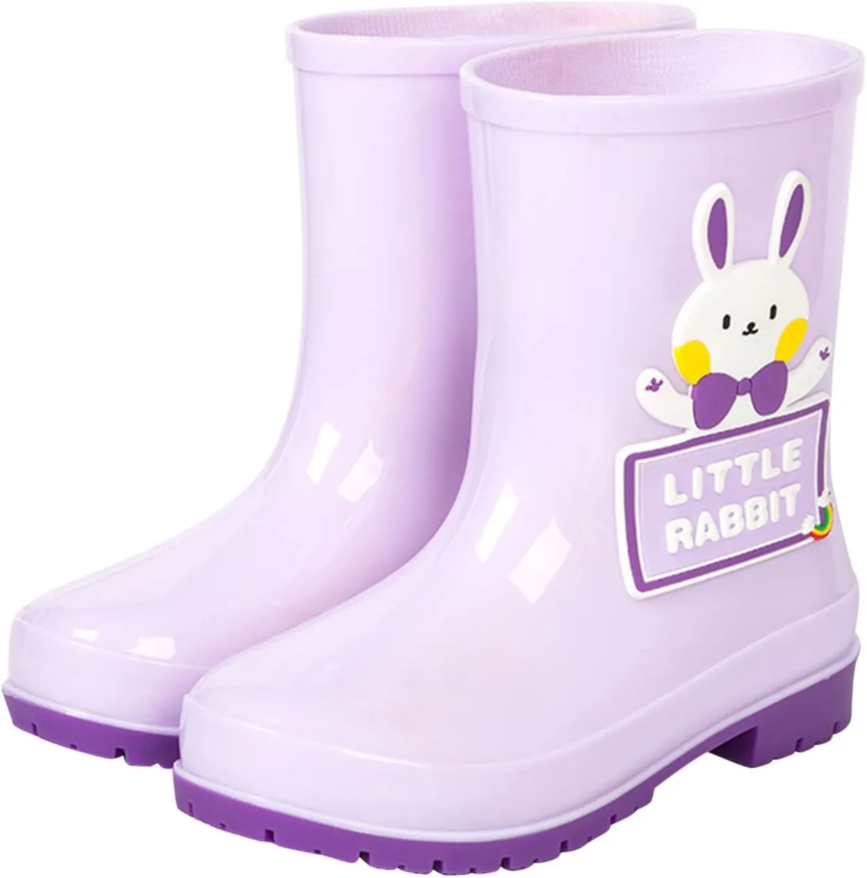 Toddler Rain Boots with Cute Cartoon Cow Kids Waterproof Rubber Boots for Girls Boys Soft Bottom Rain Boots