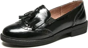 TRULAND Womens Leather Penny Loafers  Slip On Wingtip Oxfords Tassel Loafers Comfortable Casual Dressy Shoes for Office Work