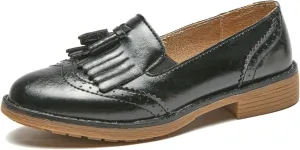 TRULAND Womens Leather Penny Loafers  Slip On Wingtip Oxfords Tassel Loafers Comfortable Casual Dressy Shoes for Office Work