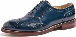 U-lite Women's Perforated Lace-up Wingtip Leather Flat Oxfords Vintage Oxford Shoes Brogues