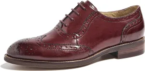U-lite Women's Perforated Lace-up Wingtip Leather Flat Oxfords Vintage Oxford Shoes Brogues