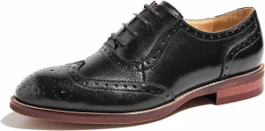 U-lite Women's Perforated Lace-up Wingtip Leather Flat Oxfords Vintage Oxford Shoes Brogues