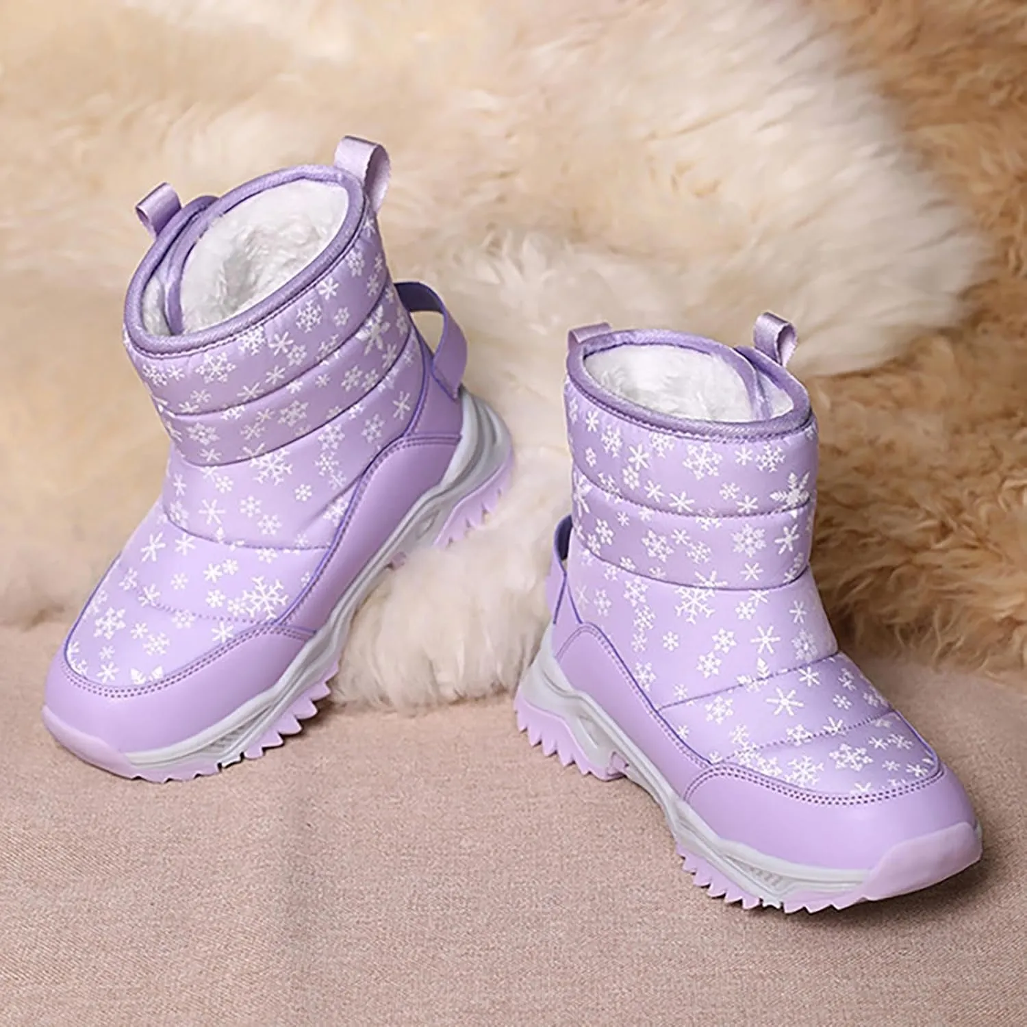 Unisex Boys Girls High-Top Snow Boots Kids Winter Warm Faux  Lined Outdoor Sport Shoes Non Slip Kids Holly Boots