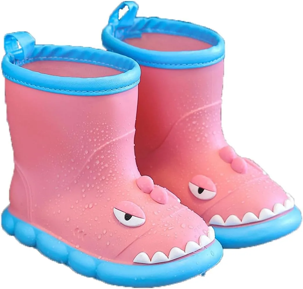 Waterproof Rain Boots For Kids Rubber Boots Cute 3D Dinosaur Pull On Rainboots Boys Rubber Boots Toddler Frog Boots