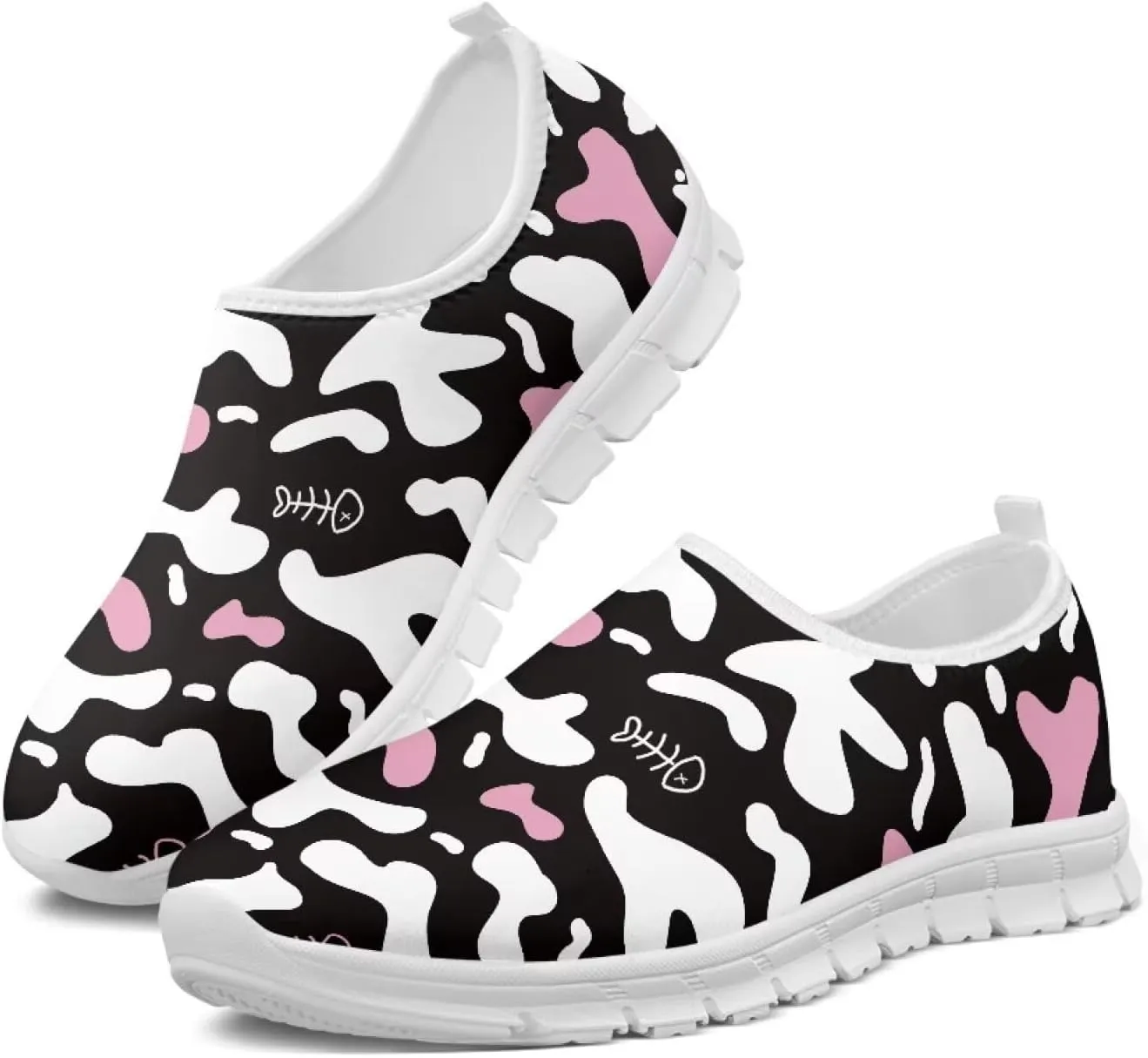Women's Animal Print Slip On Shoes Low Cut Casual Walking Shoes Comfortable Outdoor Sports Running Flat Sneakers