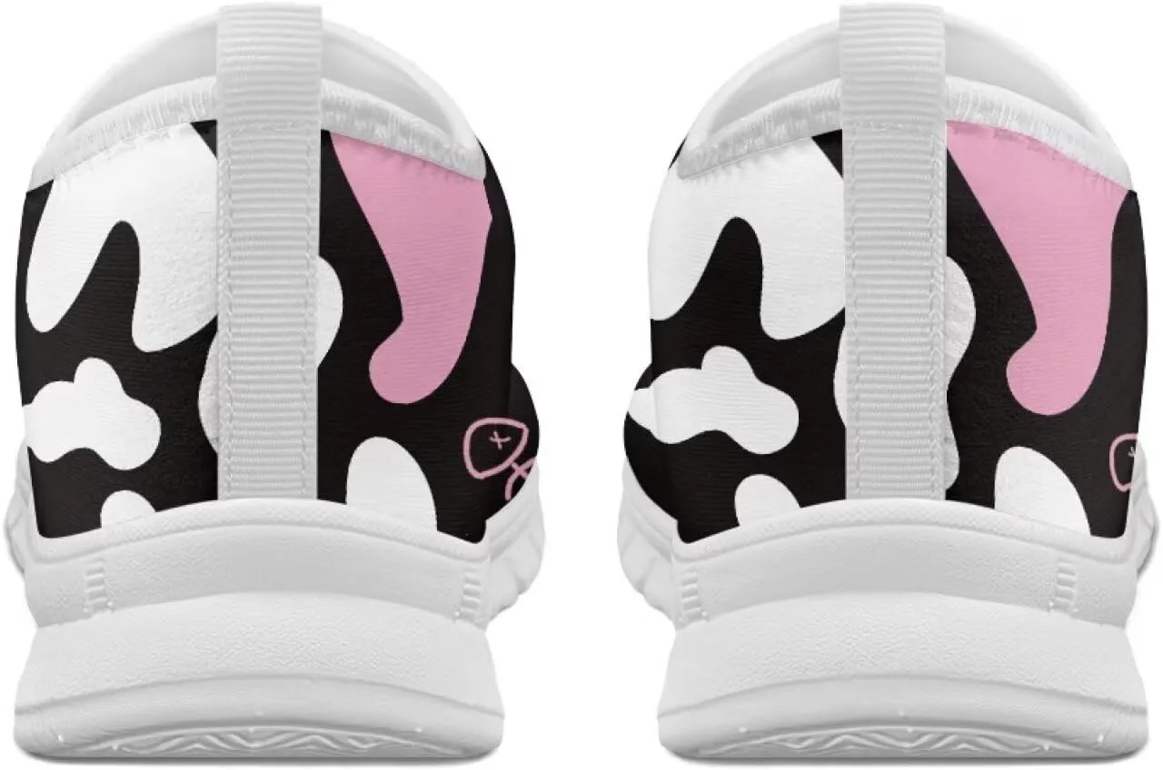 Women's Animal Print Slip On Shoes Low Cut Casual Walking Shoes Comfortable Outdoor Sports Running Flat Sneakers