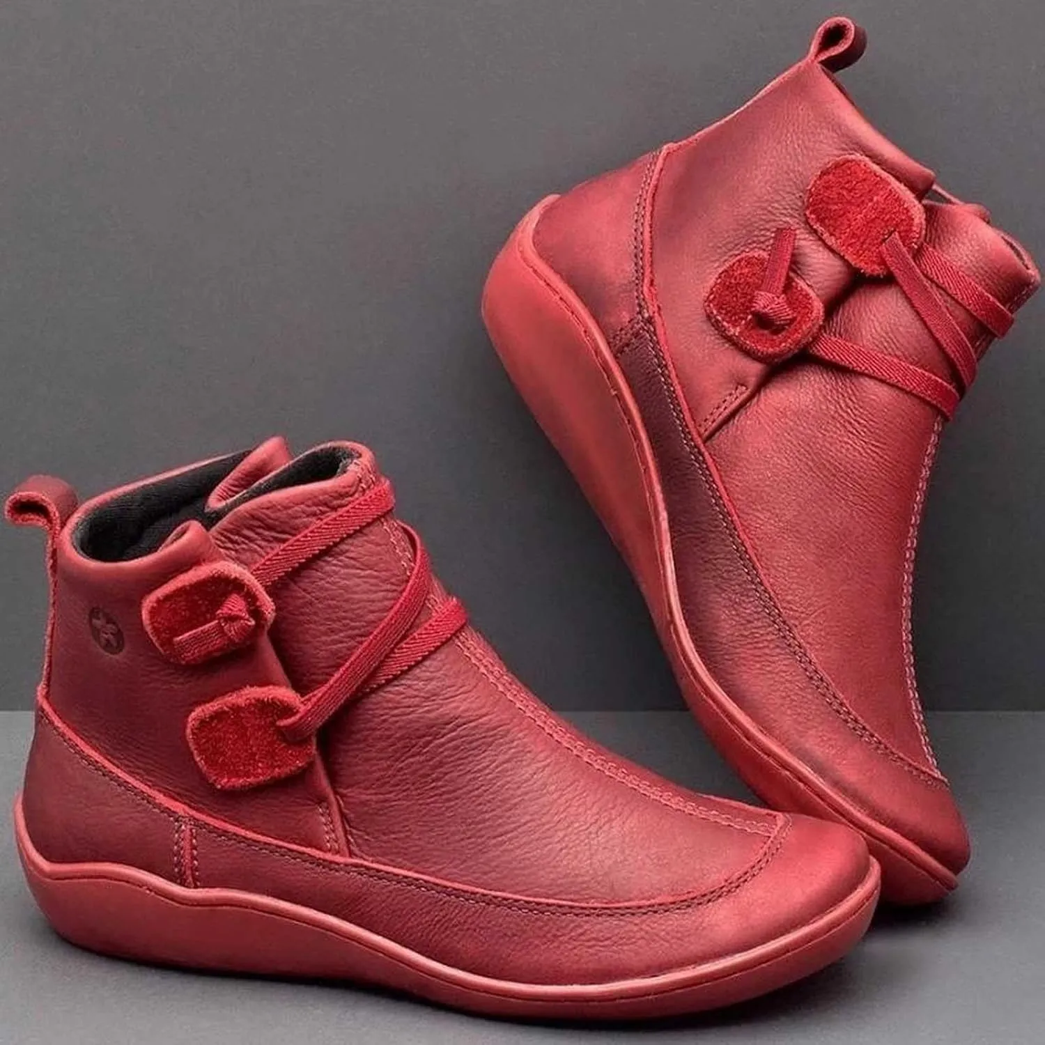 Womens Boots Fall 2024 Ankle Black Booties No Heel Boho Boots for Women Hiking Shoes Women Slip On Soft Sole Cut Out Chunky Stacked Heel Slip on
