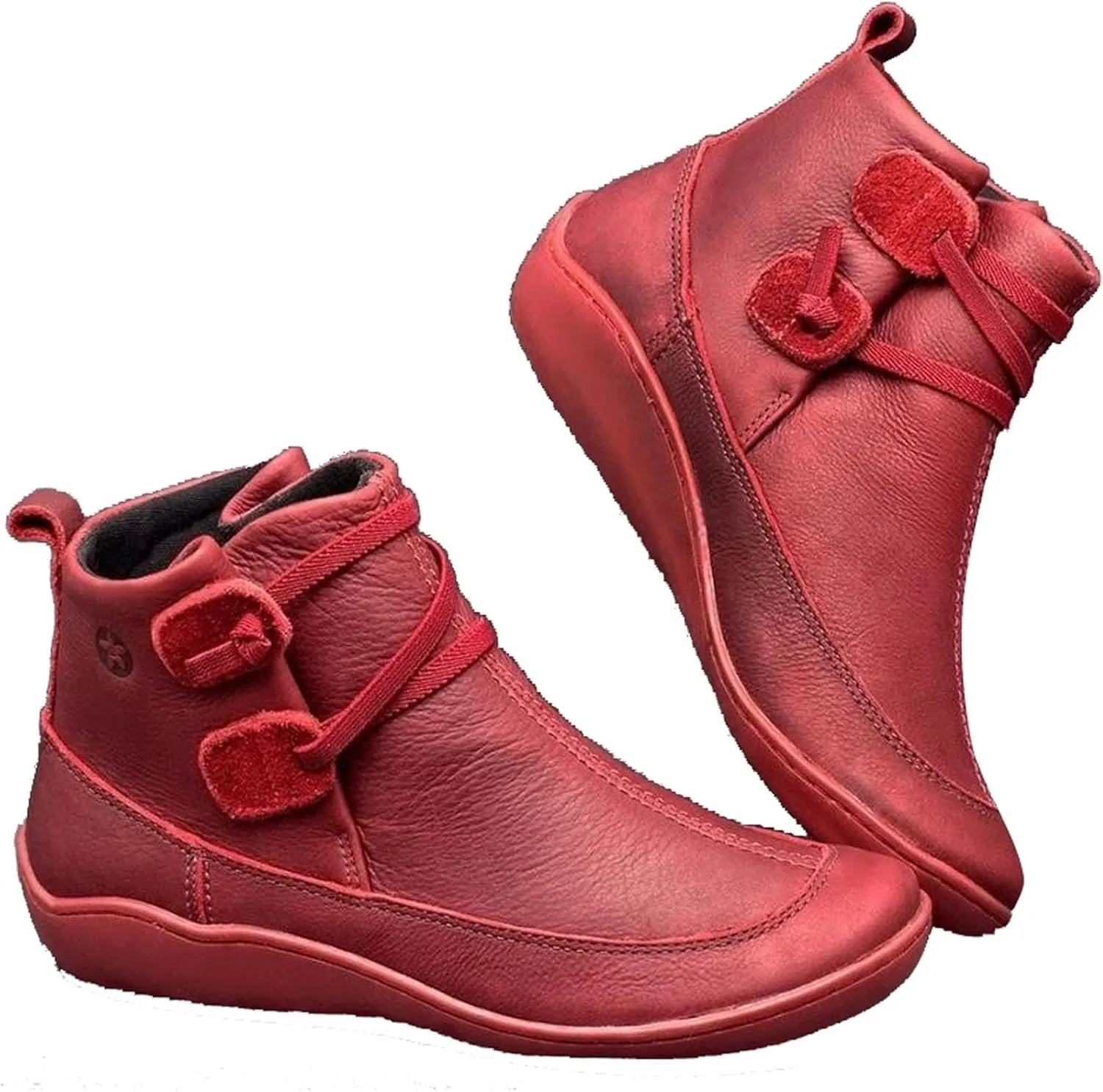 Womens Boots Fall 2024 Ankle Black Booties No Heel Boho Boots for Women Hiking Shoes Women Slip On Soft Sole Cut Out Chunky Stacked Heel Slip on