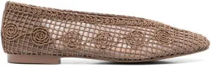 Women's Fishnet Ballet Flats Breathable Woven Ballerina Shoes Round Toe Flat Comfortable Loafers Cute Work Sandals
