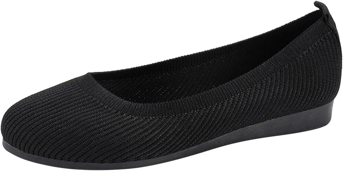 Women's Flat Ballet Shoes Knit Flat Shoes Round Toe Slip on Women Flats for Dressy Casual Office Work Wedding