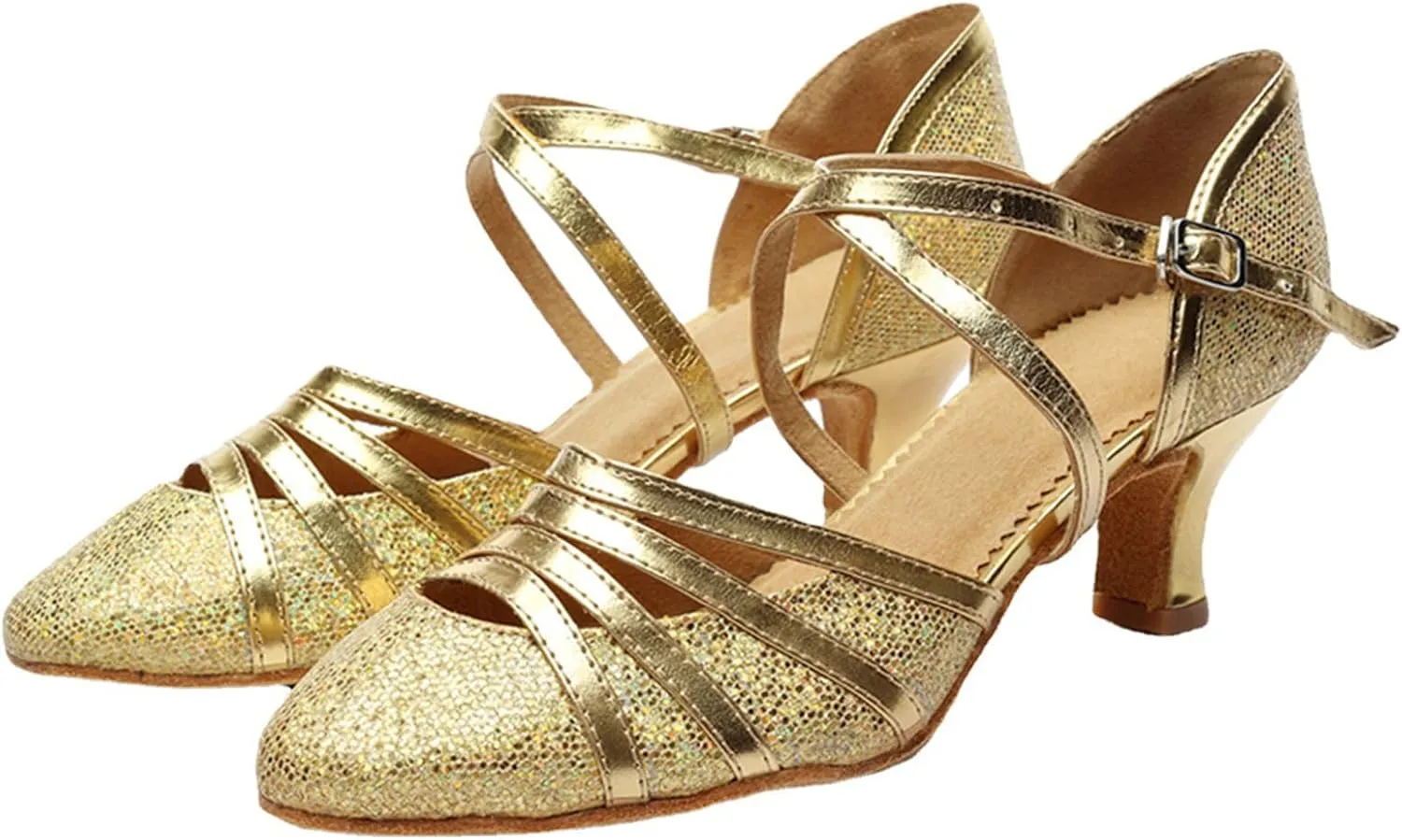 Womens Latin Dance Shoes Heeled Ballroom Salsa Tango High Heels Party Sequin Dancing Shoes Sandals