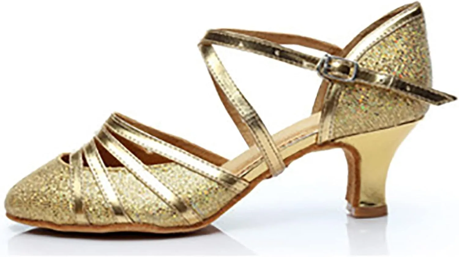 Womens Latin Dance Shoes Heeled Ballroom Salsa Tango High Heels Party Sequin Dancing Shoes Sandals