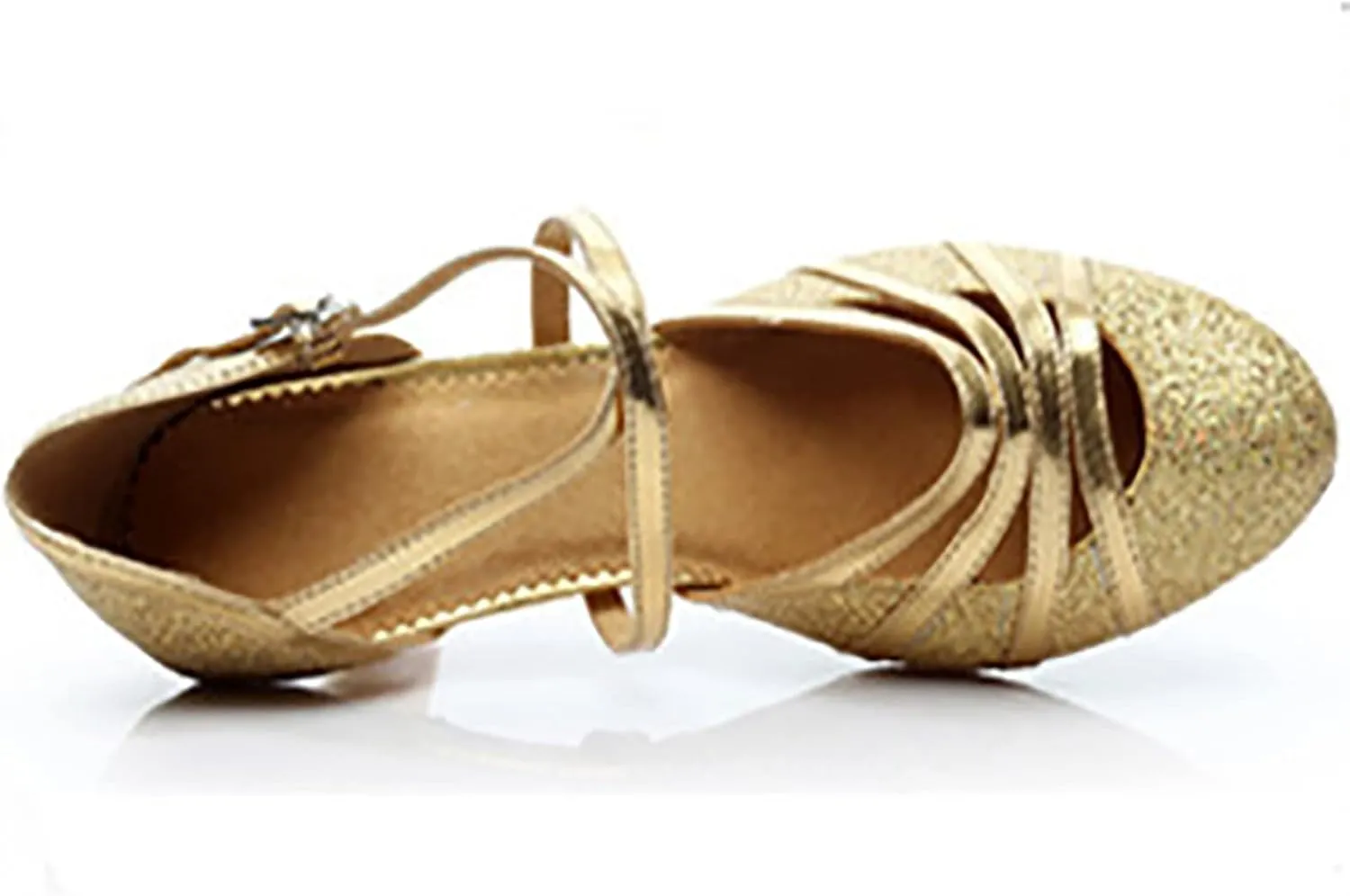 Womens Latin Dance Shoes Heeled Ballroom Salsa Tango High Heels Party Sequin Dancing Shoes Sandals