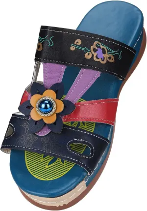 Womens Orthopedic Sandals with Arch Support Comfortable Walking Shoes Adjustable Thick Sole Summer Beach Casual Outdoor Plantar Fasciitis Relief Slides