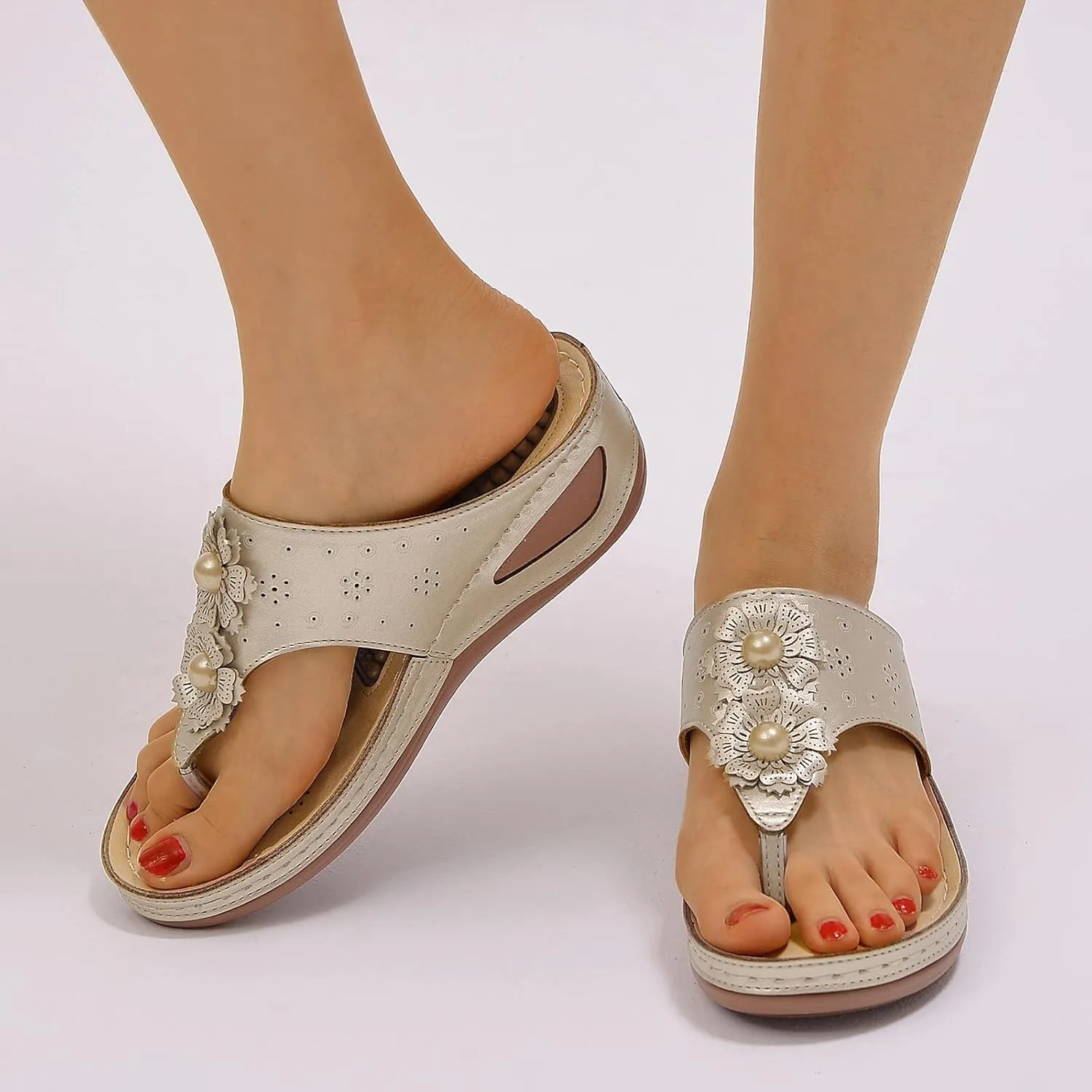 Womens Orthopedic Sandals with Arch Support Comfortable Walking Shoes Adjustable Thick Sole Summer Beach Casual Outdoor Plantar Fasciitis Relief Slides