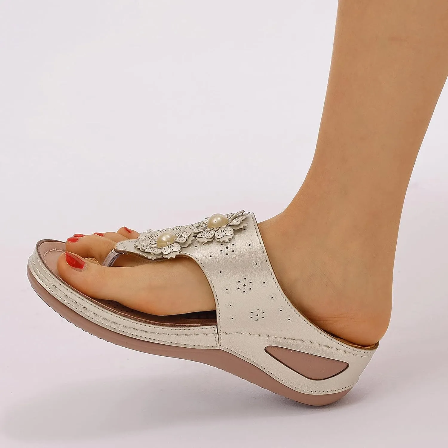 Womens Orthopedic Sandals with Arch Support Comfortable Walking Shoes Adjustable Thick Sole Summer Beach Casual Outdoor Plantar Fasciitis Relief Slides