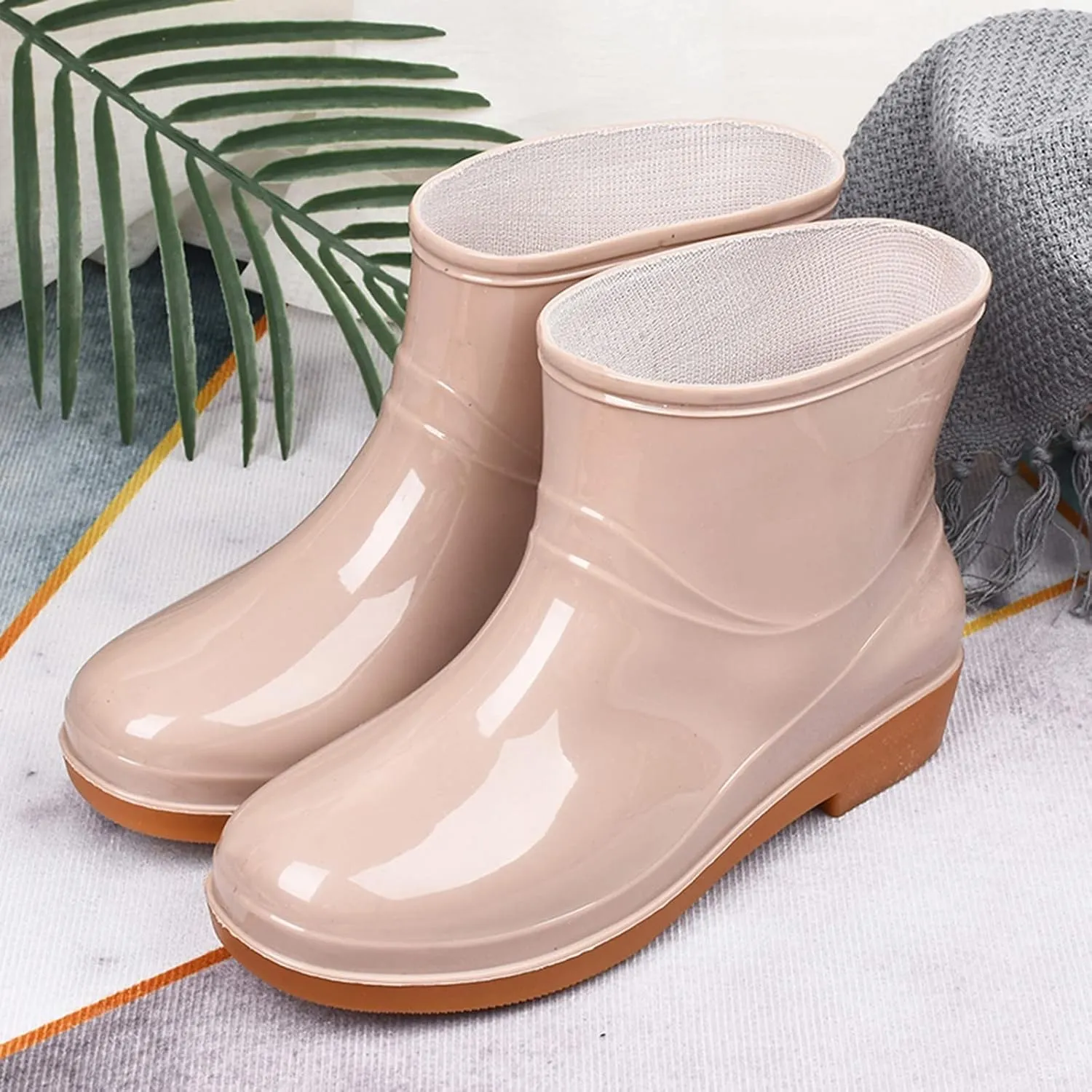 Womens Rain Boots Wide Mens Grounded Footwear Ankle Booties with Heel Barefoot Shoes Casual Fall Short rain Boots for Women and Waterproof Garden Womens Rain Boots