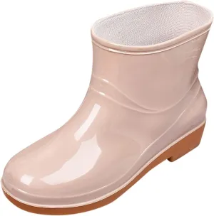 Womens Rain Boots Wide Mens Grounded Footwear Ankle Booties with Heel Barefoot Shoes Casual Fall Short rain Boots for Women and Waterproof Garden Womens Rain Boots