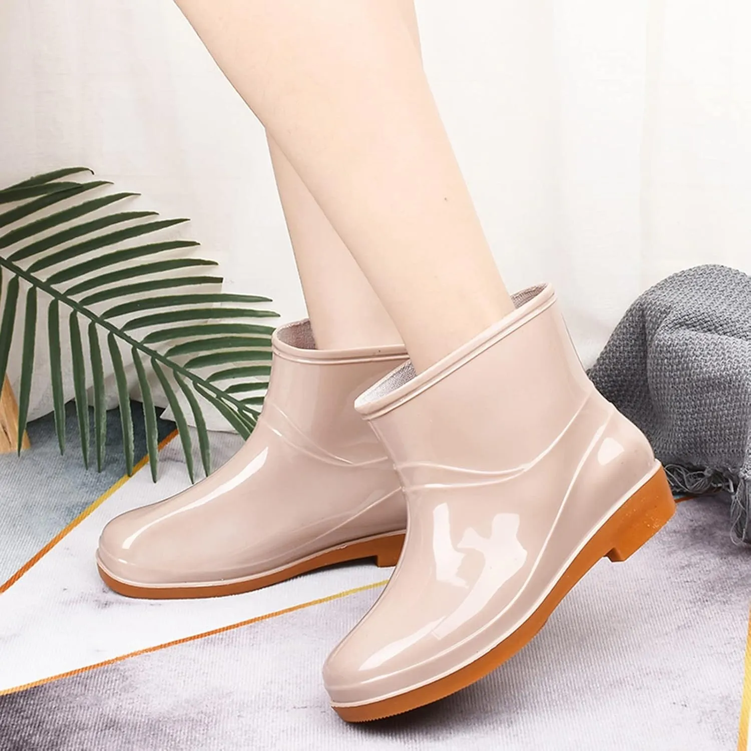 Womens Rain Boots Wide Mens Grounded Footwear Ankle Booties with Heel Barefoot Shoes Casual Fall Short rain Boots for Women and Waterproof Garden Womens Rain Boots