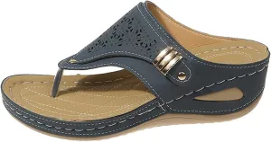 Womens Sandals 2025 Orthopedic Wide Width Slip-On Dressy Comfortable Summer Shoes Wedge Flip Flops Blue Spring