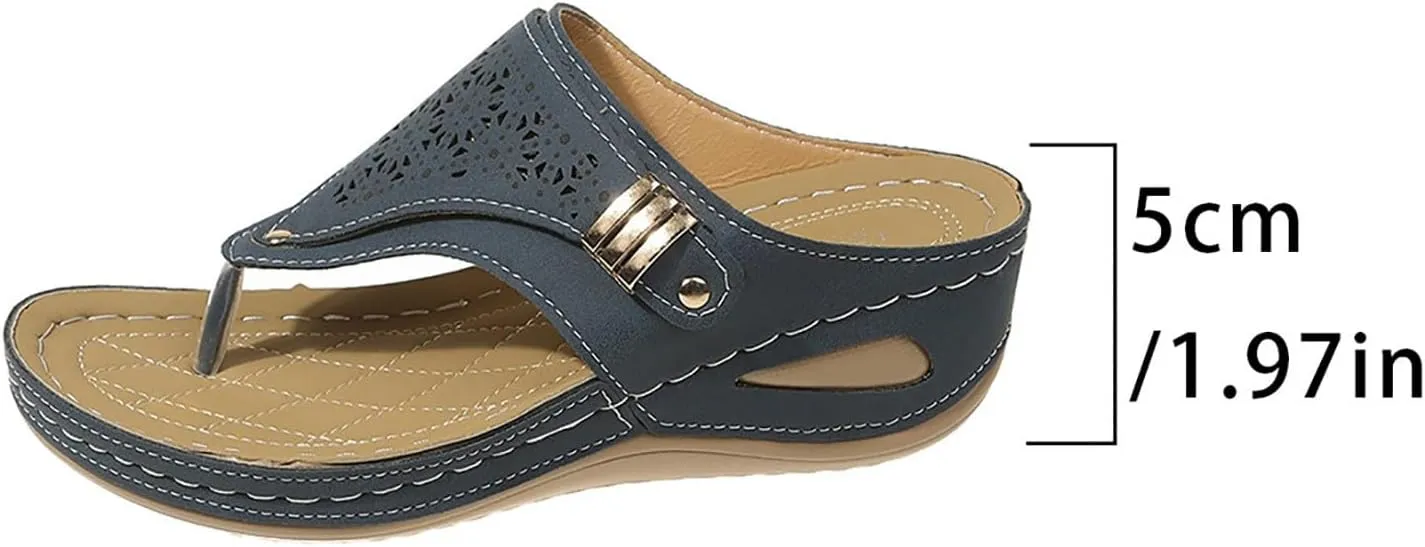 Womens Sandals 2025 Orthopedic Wide Width Slip-On Dressy Comfortable Summer Shoes Wedge Flip Flops Blue Spring