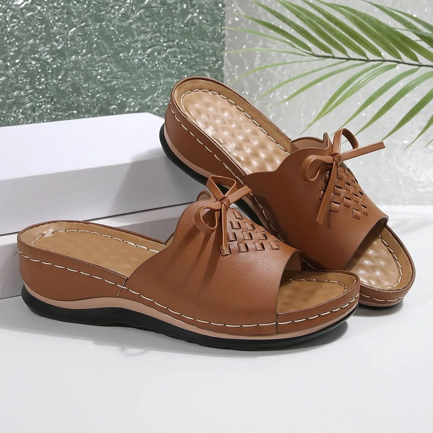 Womens Sandals Flower Open Toe Wedge Sandals Casual Platforms Heeled Bohemia Comfortable Summer Slippers Size 8