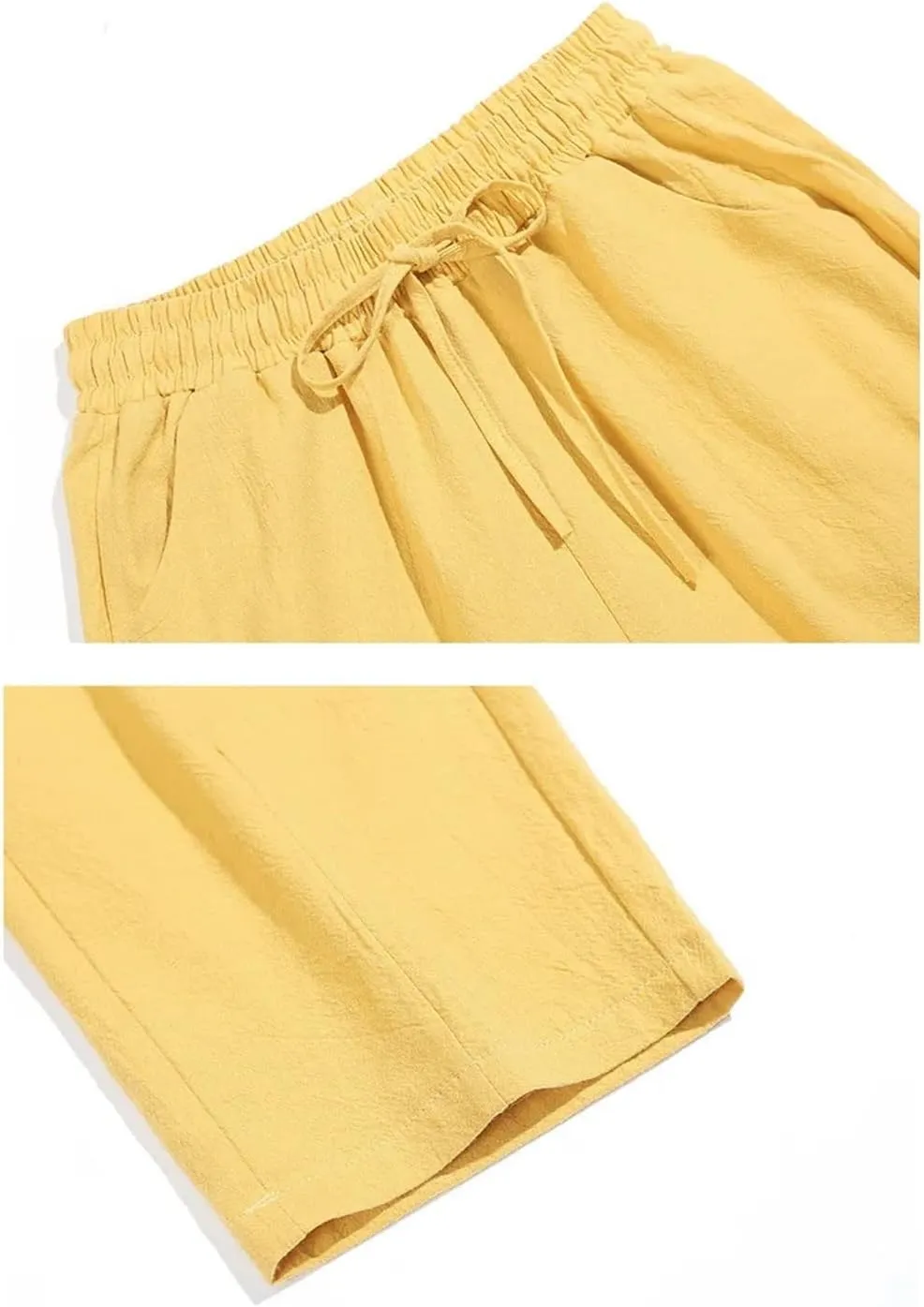 Women's Spring Summer Cotton Straight Leg Pants Solid Elastic Waist Candy Colors Harem Trousers Casual Female Pants