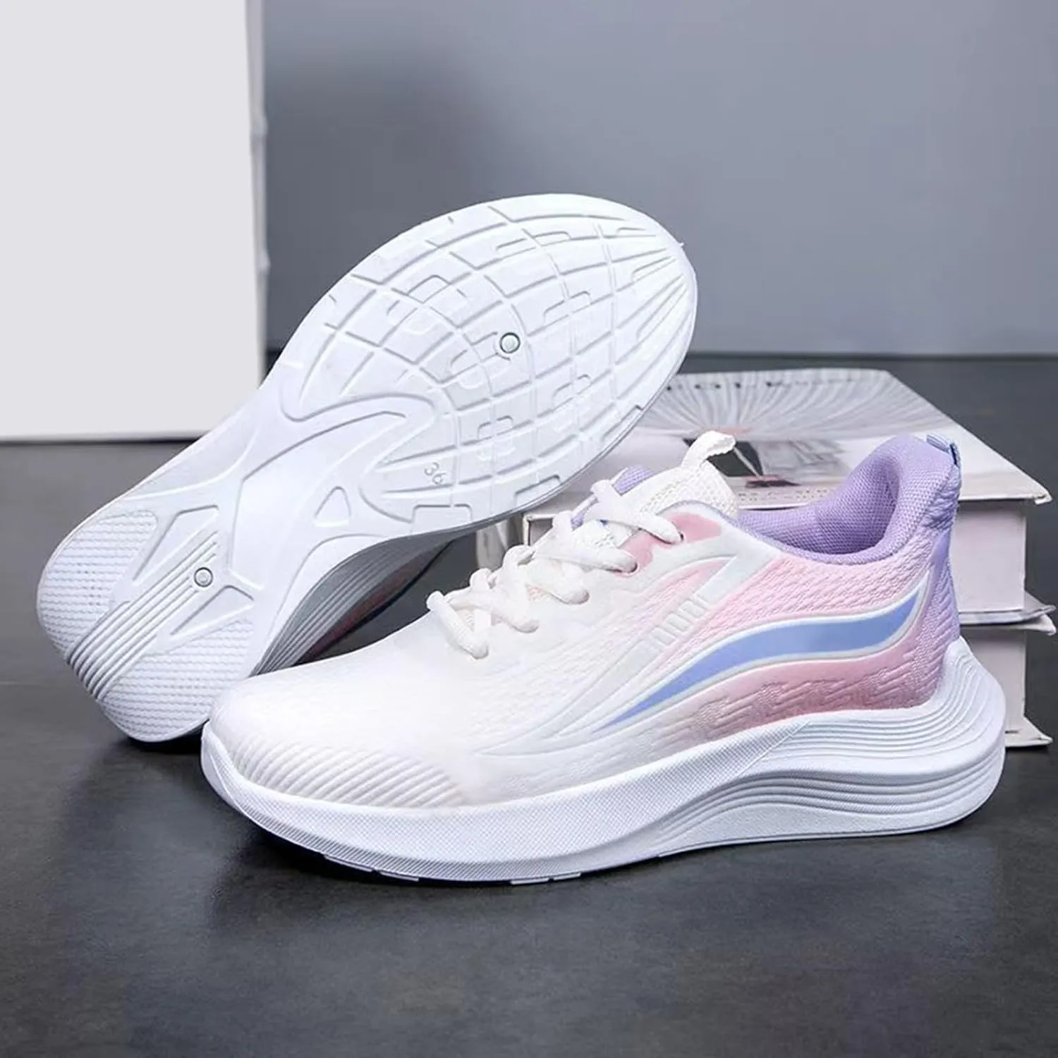 Women's Walking Shoes Comfortable Running Tennis Athletic Gym Workout Cross Training Sneakers Lace Up Low Top Sneaker