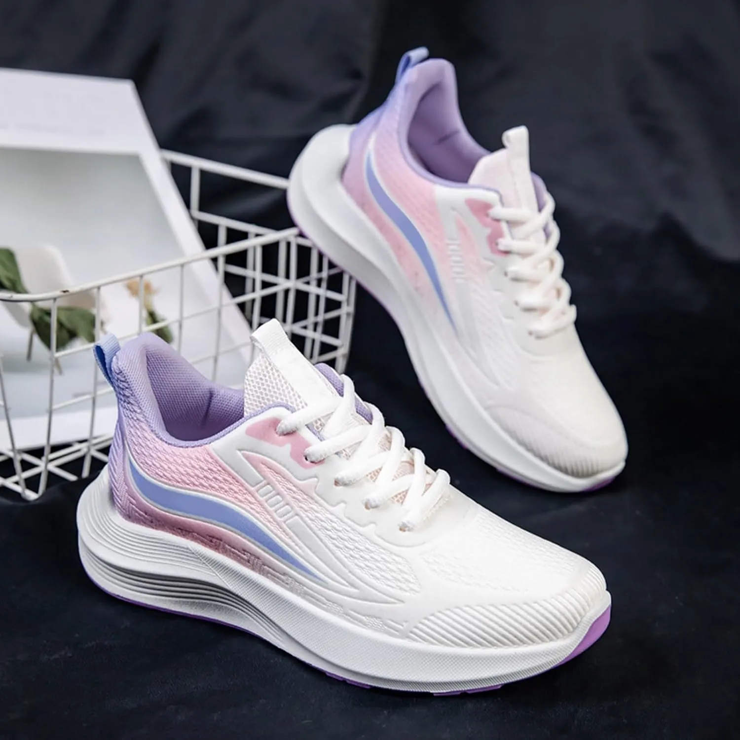 Women's Walking Shoes Comfortable Running Tennis Athletic Gym Workout Cross Training Sneakers Lace Up Low Top Sneaker
